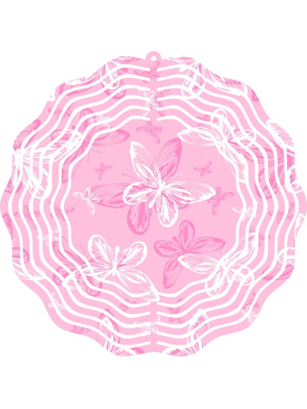 Wind Spinner Metal Large 10" Butterfly Pink Abstract Circular 3D Outdoor Decor